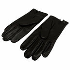 Hermes Bastille Agneau Glace H Logo Embroidery Leather Globe Gloves Black 6.5 — view 6