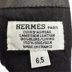 Hermes Bastille Agneau Glace H Logo Embroidery Leather Globe Gloves Black 6.5 — view 8