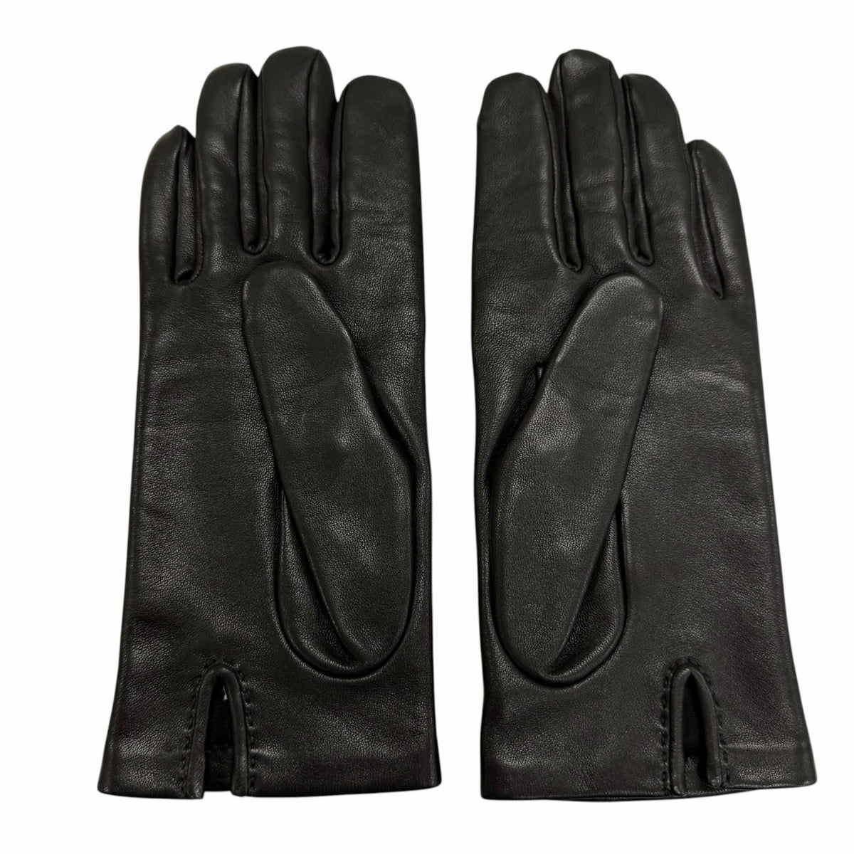 Hermes Bastille Agneau Glace H Logo Embroidery Leather Globe Gloves Black 6.5 — view 4
