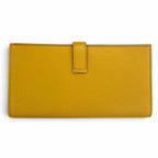 Hermes Bearn Soufflet Chevre Silver H Logo Wallet Yellow — view 3