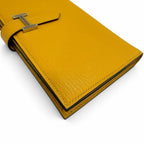 Hermes Bearn Soufflet Chevre Silver H Logo Wallet Yellow — view 6