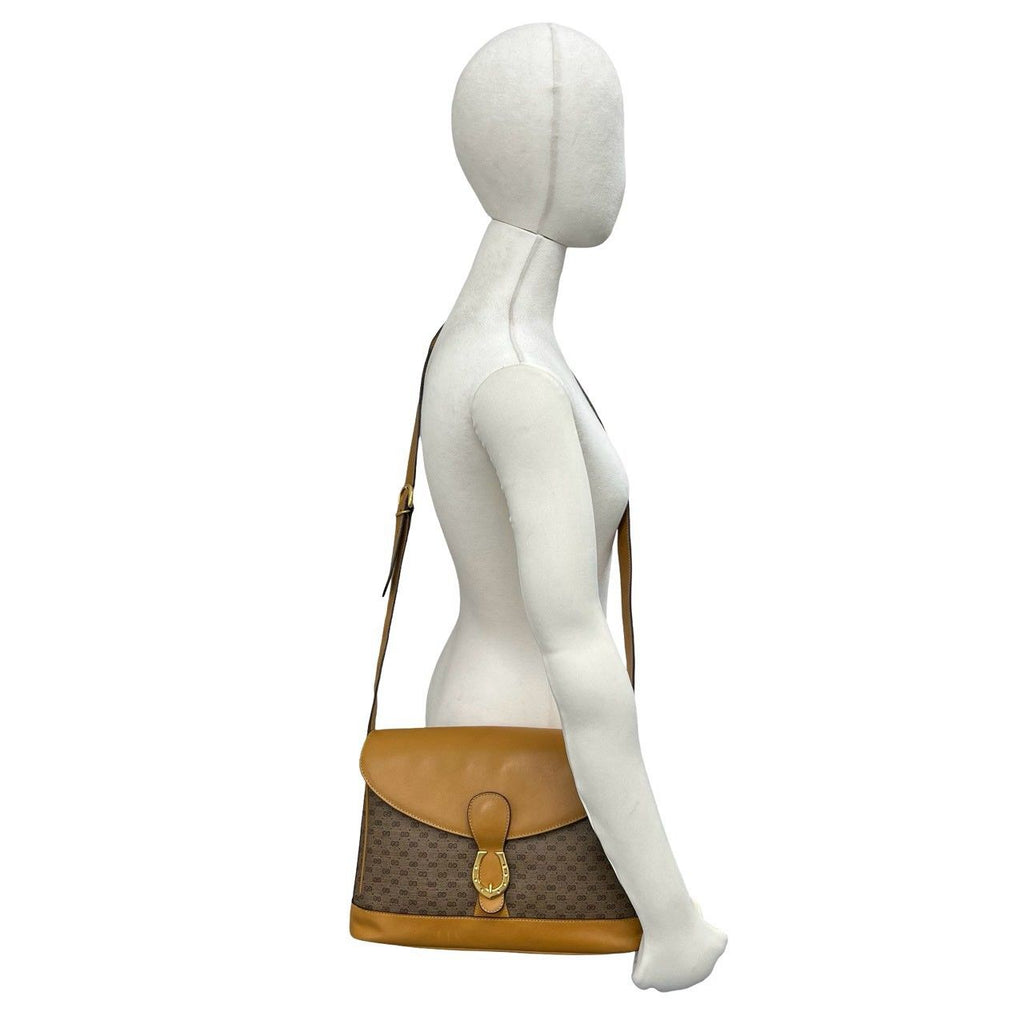 Gucci Vintage Micro GG Pattern Leather Shoulder Bag Cross Brown — view 2