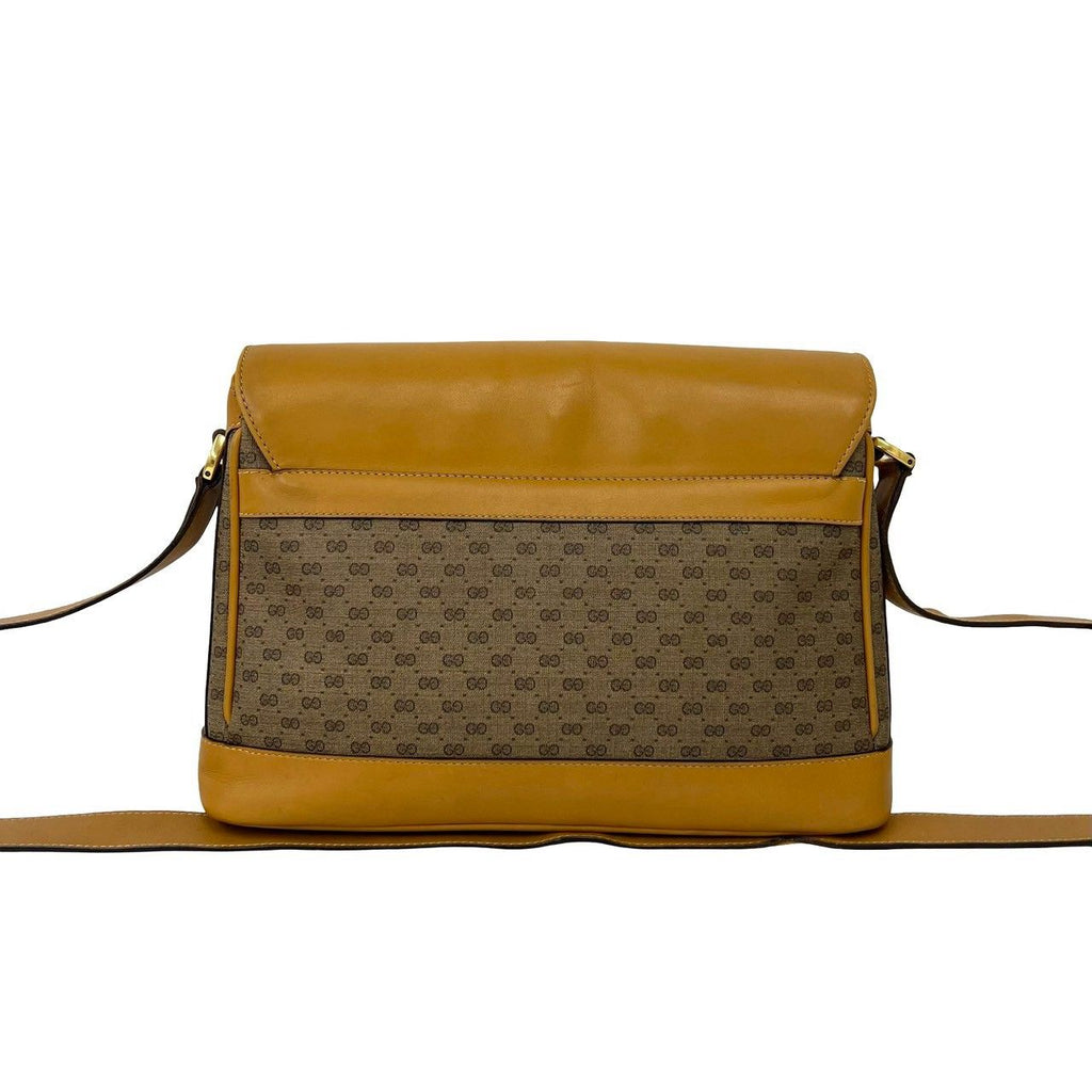Gucci Vintage Micro GG Pattern Leather Shoulder Bag Cross Brown — view 3