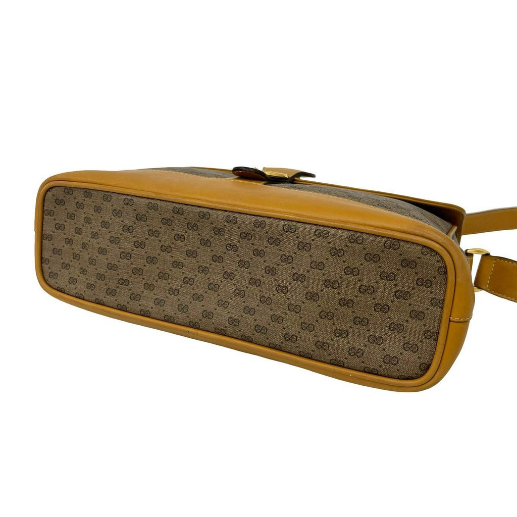 Gucci Vintage Micro GG Pattern Leather Shoulder Bag Cross Brown — view 8