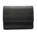 Celine Triomphe Trifold Wallet Compact Embossed Leather Gray