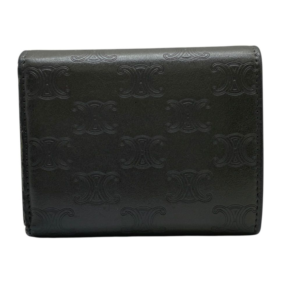 Celine Triomphe Trifold Wallet Compact Embossed Leather Gray — view 2