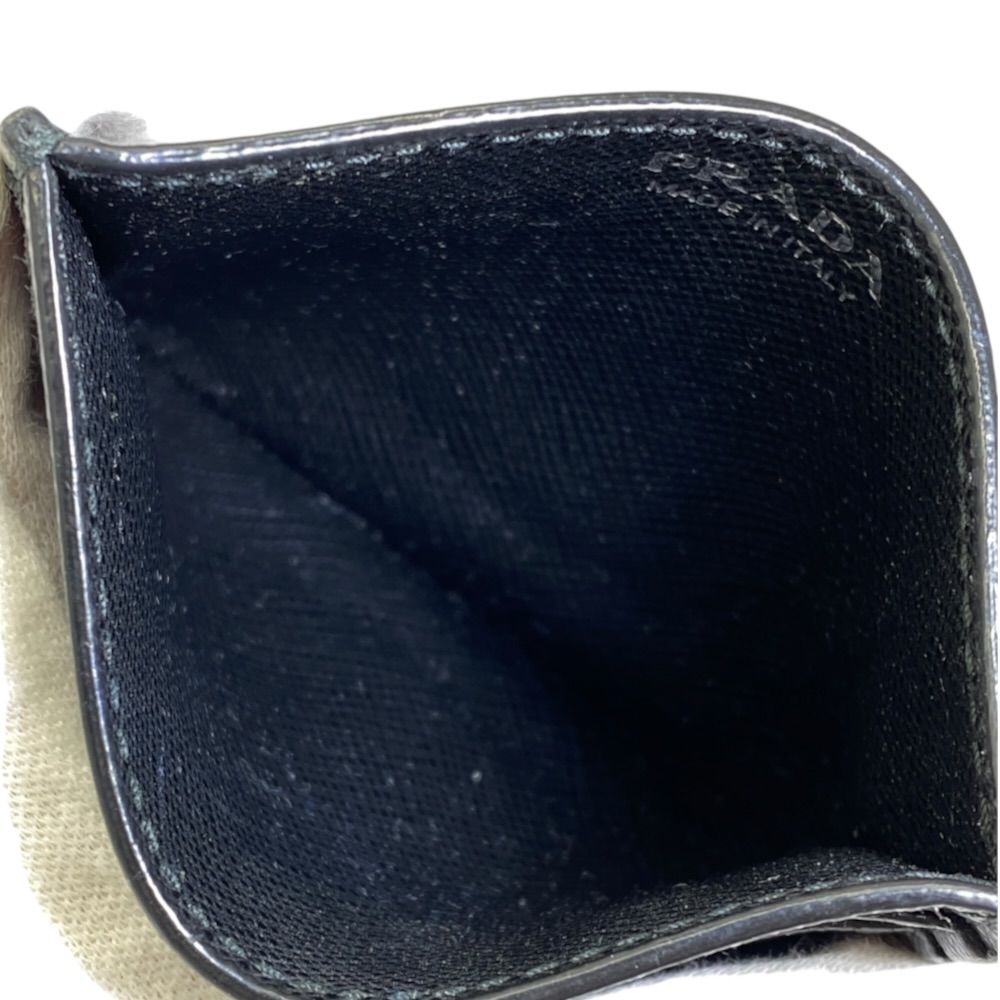 Prada Saffiano Card Case Triangle Logo Leather Black Silver — view 5