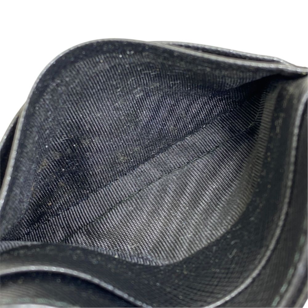 Prada Saffiano Card Case Triangle Logo Leather Black Silver — view 7