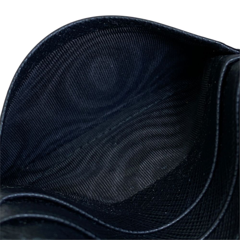 Prada Saffiano Card Case Triangle Logo Leather Black Silver — view 8