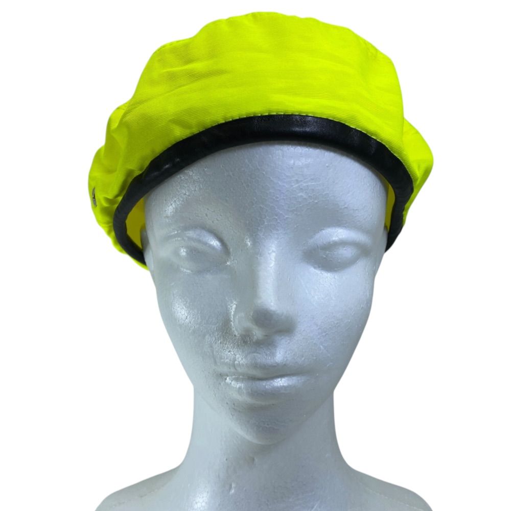 Dior Beret Hat Neon Color Polyester Sheep Leather Fluorescent Yellow Black