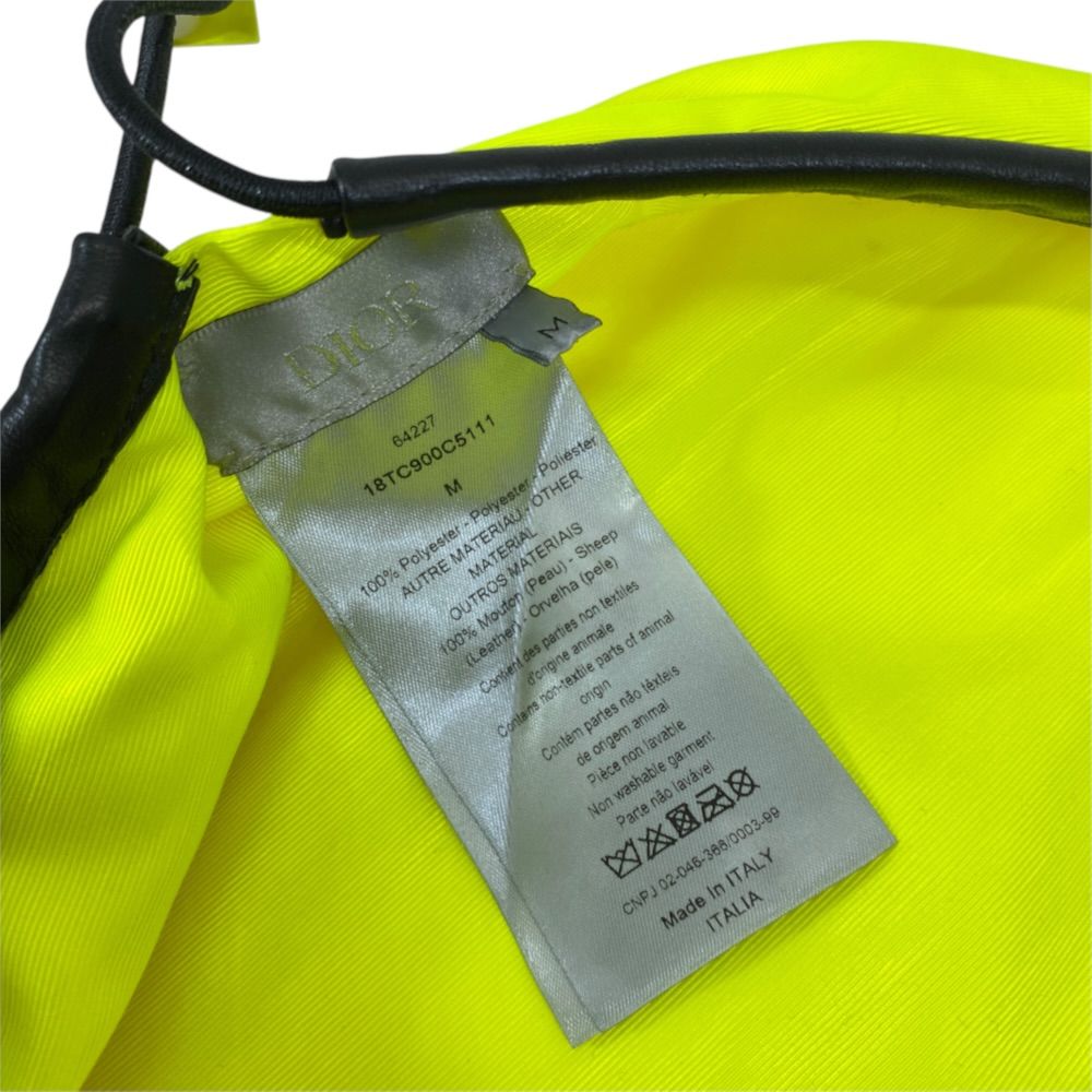 Dior Beret Hat Neon Color Polyester Sheep Leather Fluorescent Yellow Black — view 6