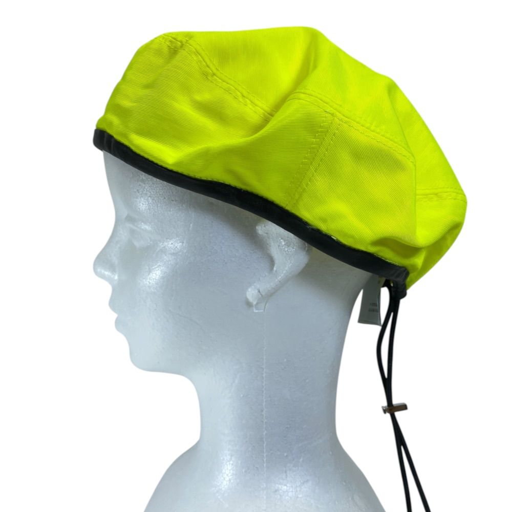 Dior Beret Hat Neon Color Polyester Sheep Leather Fluorescent Yellow Black — view 2