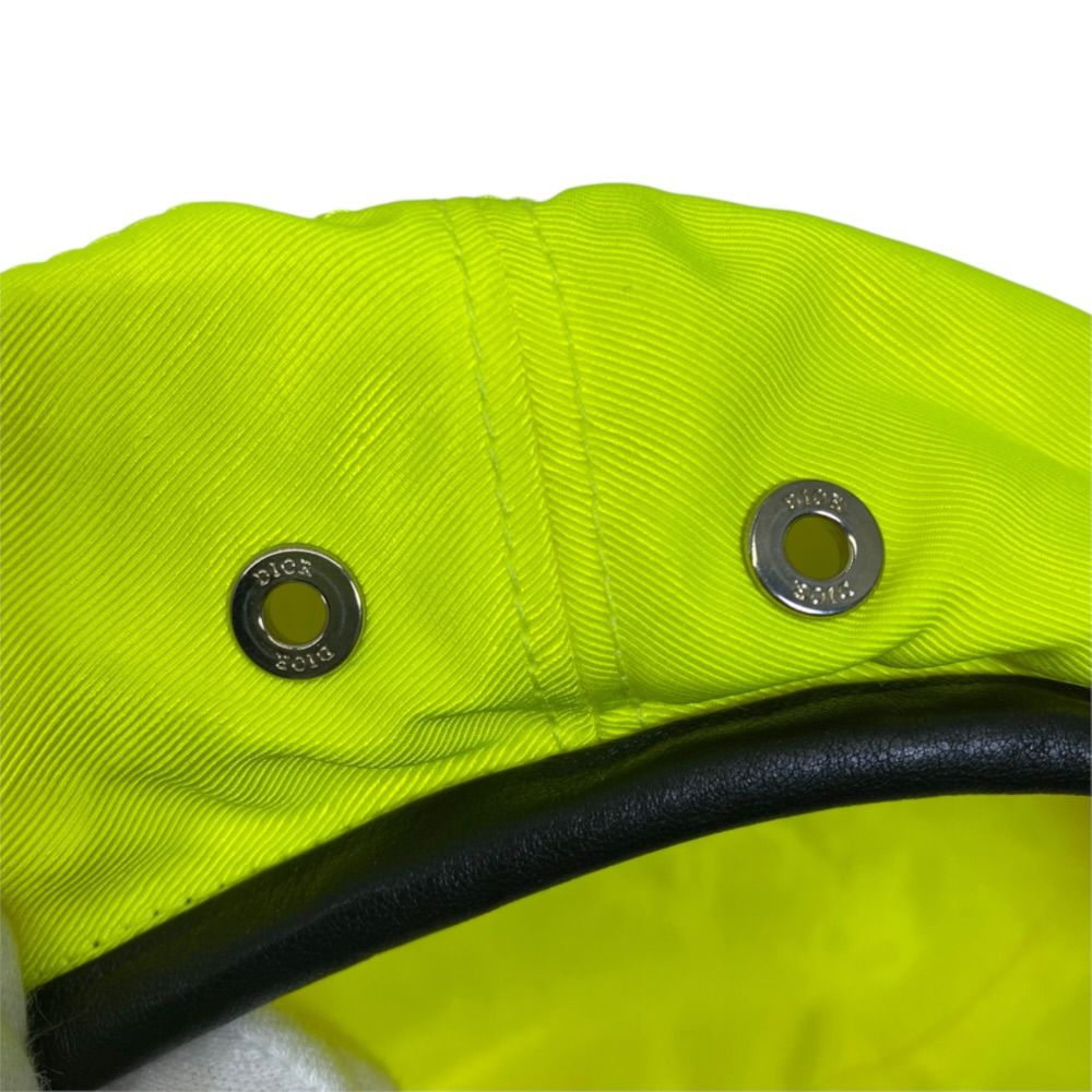 Dior Beret Hat Neon Color Polyester Sheep Leather Fluorescent Yellow Black — view 7