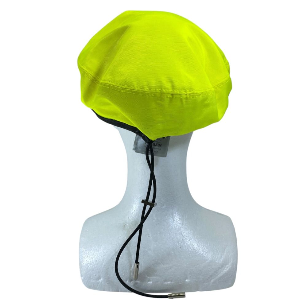 Dior Beret Hat Neon Color Polyester Sheep Leather Fluorescent Yellow Black — view 3
