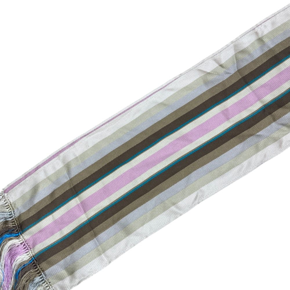 Louis Vuitton Shawl Multi Striped with Fringe Silk 100% Multicolor Scarf — view 4
