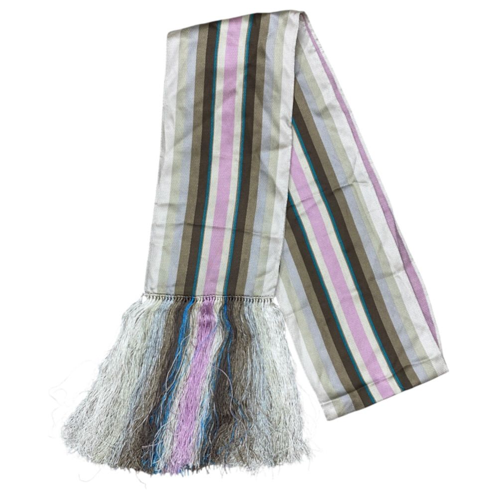 Louis Vuitton Shawl Multi Striped with Fringe Silk 100% Multicolor Scarf