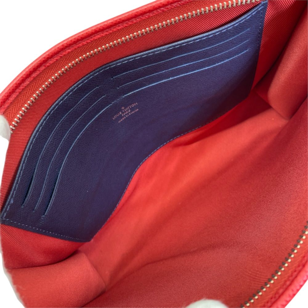 Louis Vuitton Clutch Pouch Taiga Pochette Voyage MM Leather Red — view 7