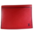 Louis Vuitton Clutch Pouch Taiga Pochette Voyage MM Leather Red