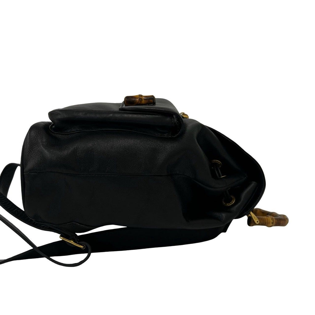 Gucci Vintage Bamboo Leather Backpack Black — view 6