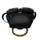 Gucci Vintage Bamboo Leather Backpack Black — view 4