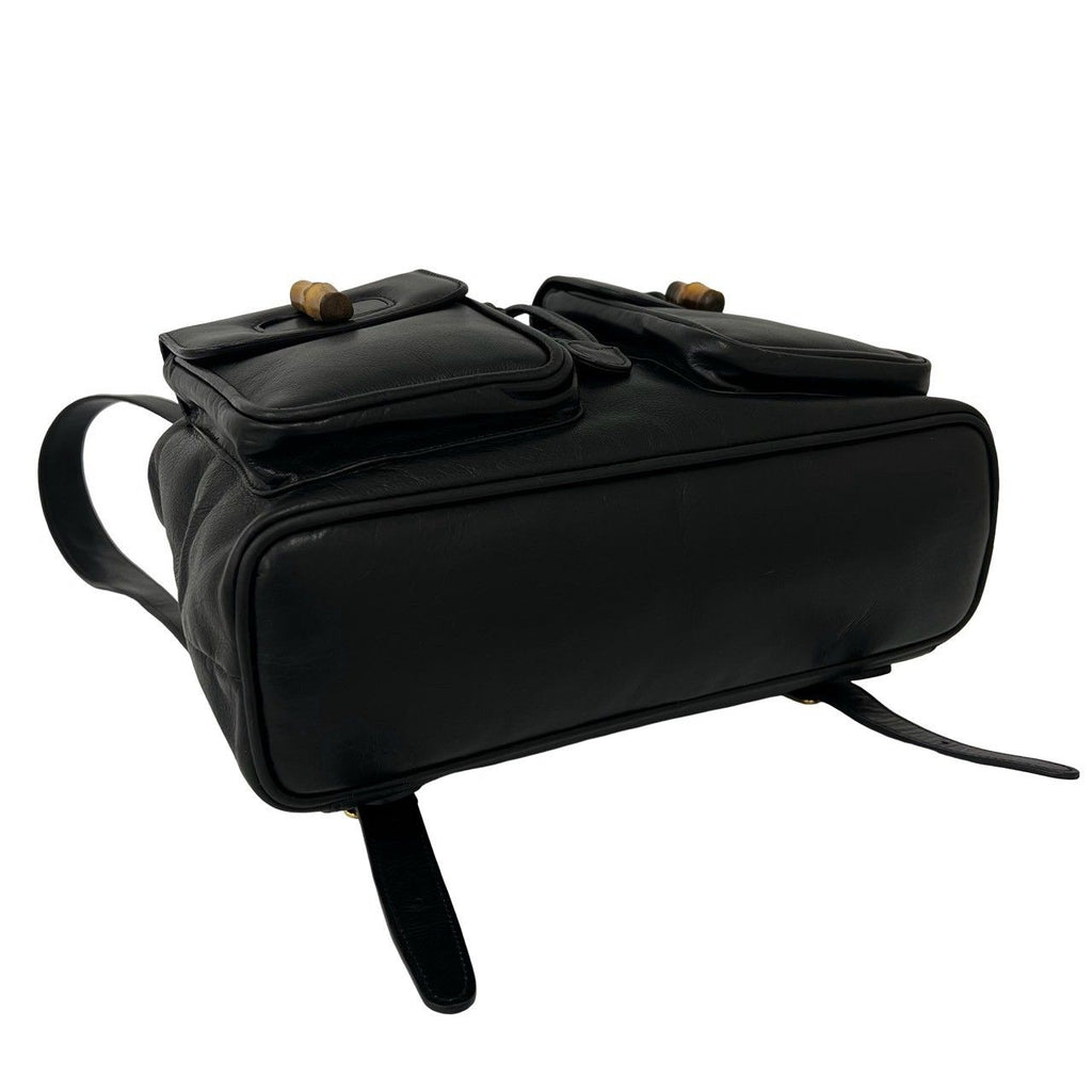 Gucci Vintage Bamboo Leather Backpack Black — view 7