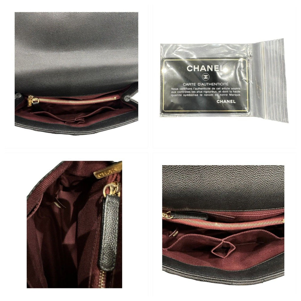 Chanel Caviar Leather Coco Handle Black Shoulder Bag — view 8