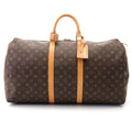 Louis Vuitton Keepall 55 Monogram Boston Bag Canvas Brown Stamp