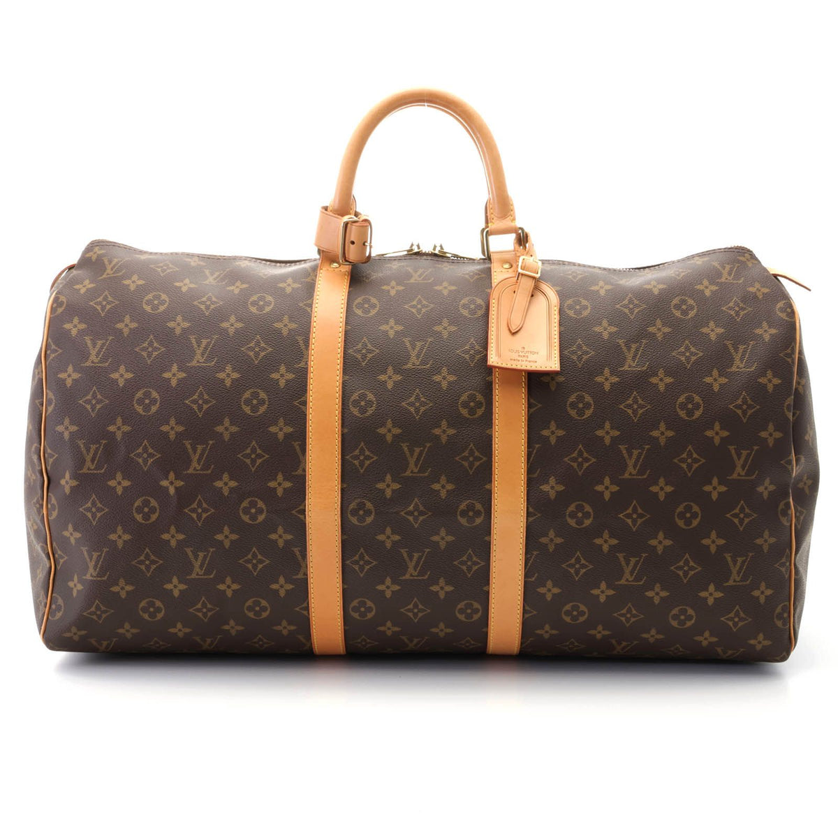 Louis Vuitton Keepall 55 Monogram Boston Bag Canvas Brown Stamp