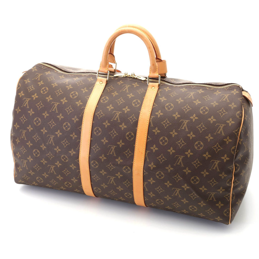 Louis Vuitton Keepall 55 Monogram Boston Bag Canvas Brown Stamp — view 2