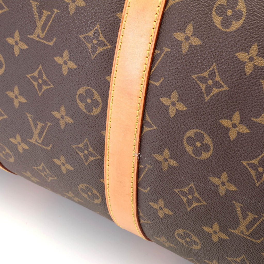 Louis Vuitton Keepall 55 Monogram Boston Bag Canvas Brown Stamp — view 8