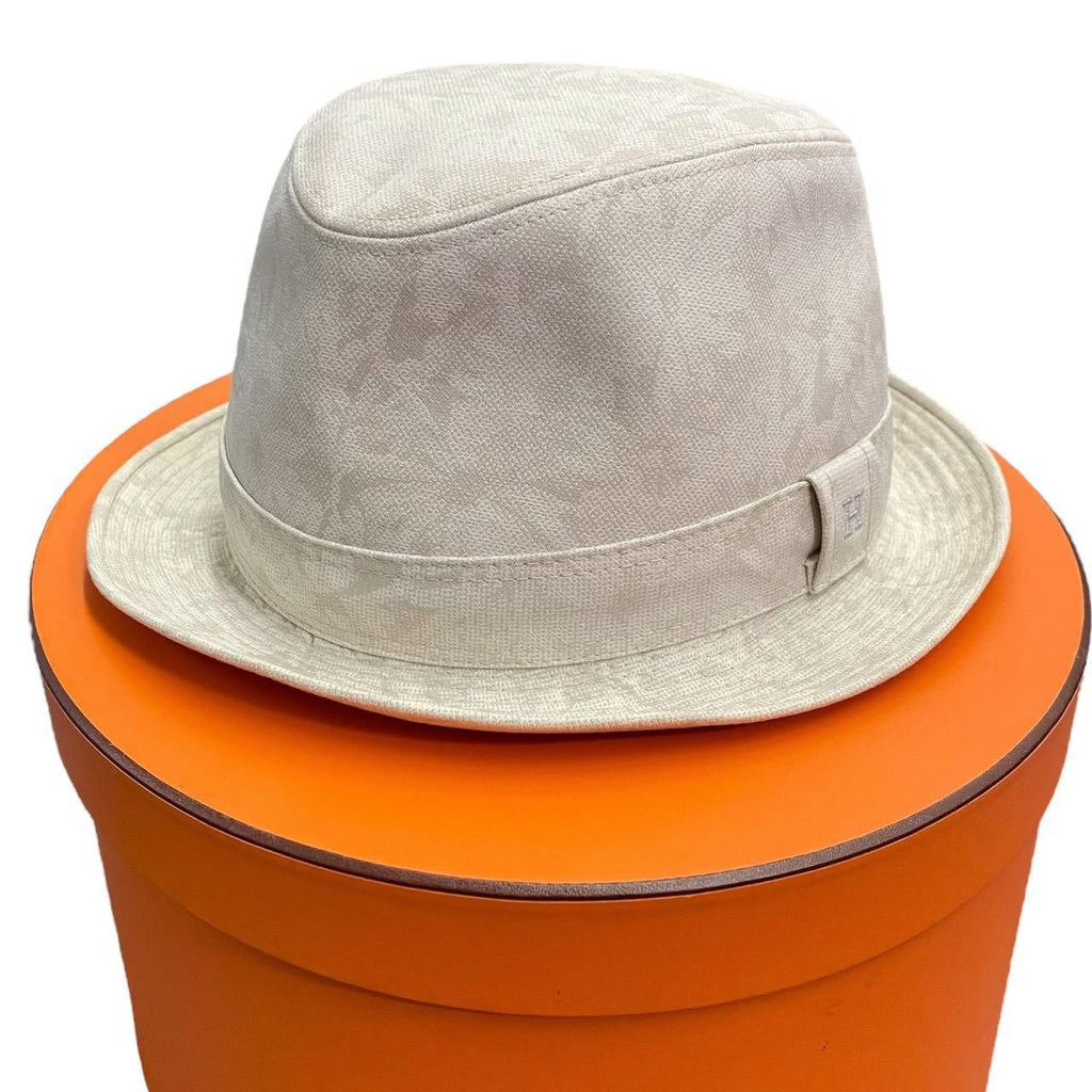 Hermes Hat All Over Print Gray H Logo 59