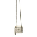 Chanel Quilted Small Vanity White Gold Leather Shoulder Bag Chain