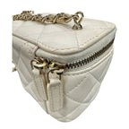 Chanel Quilted Small Vanity White Gold Leather Shoulder Bag Chain — view 7