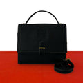 Loewe Vintage Anagram Logo Leather 2-Way Shoulder Bag Pochette Black
