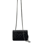 Chanel Lambskin Quilted Black Silver Leather Shoulder Bag — view 2