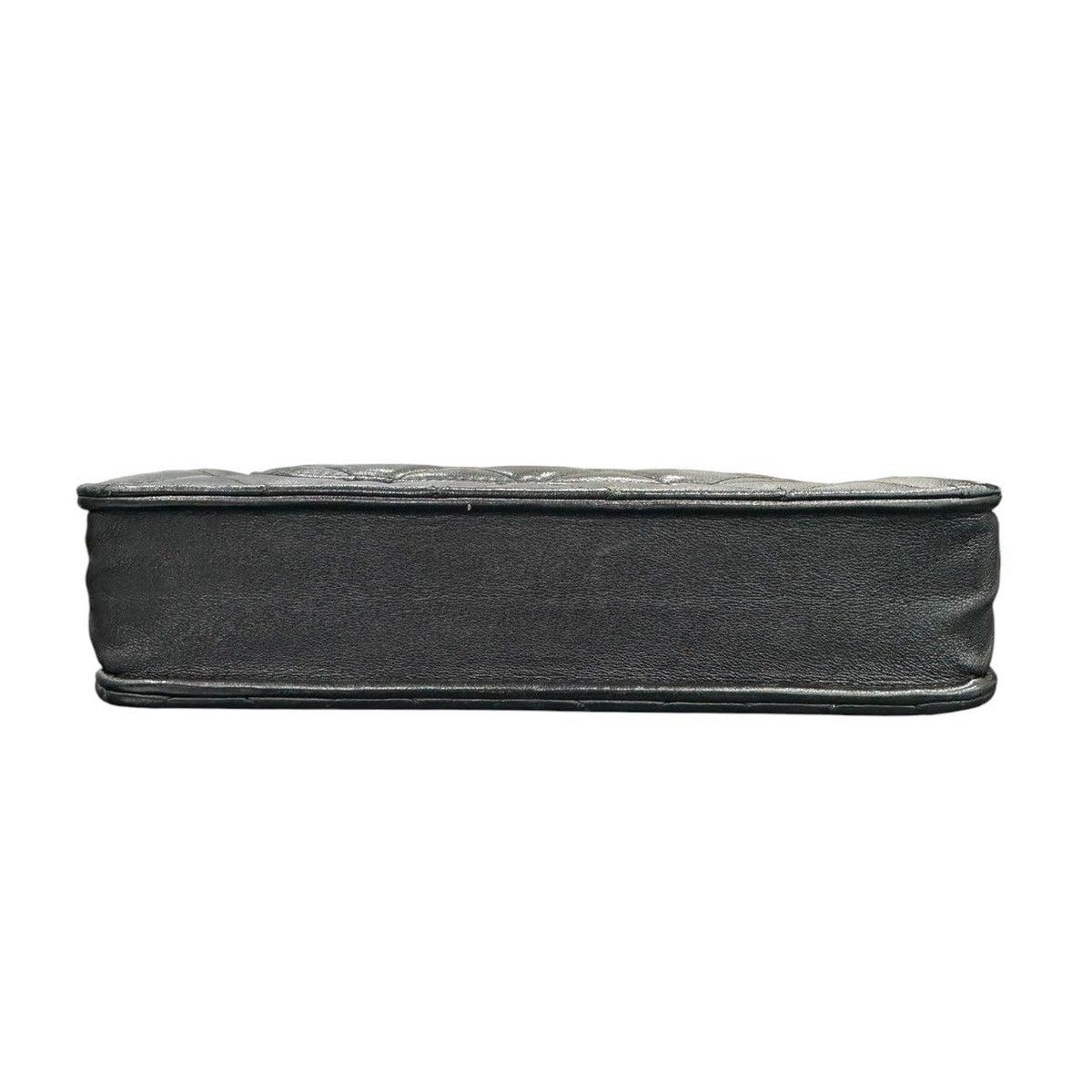 Chanel Lambskin Quilted Black Silver Leather Shoulder Bag — view 5