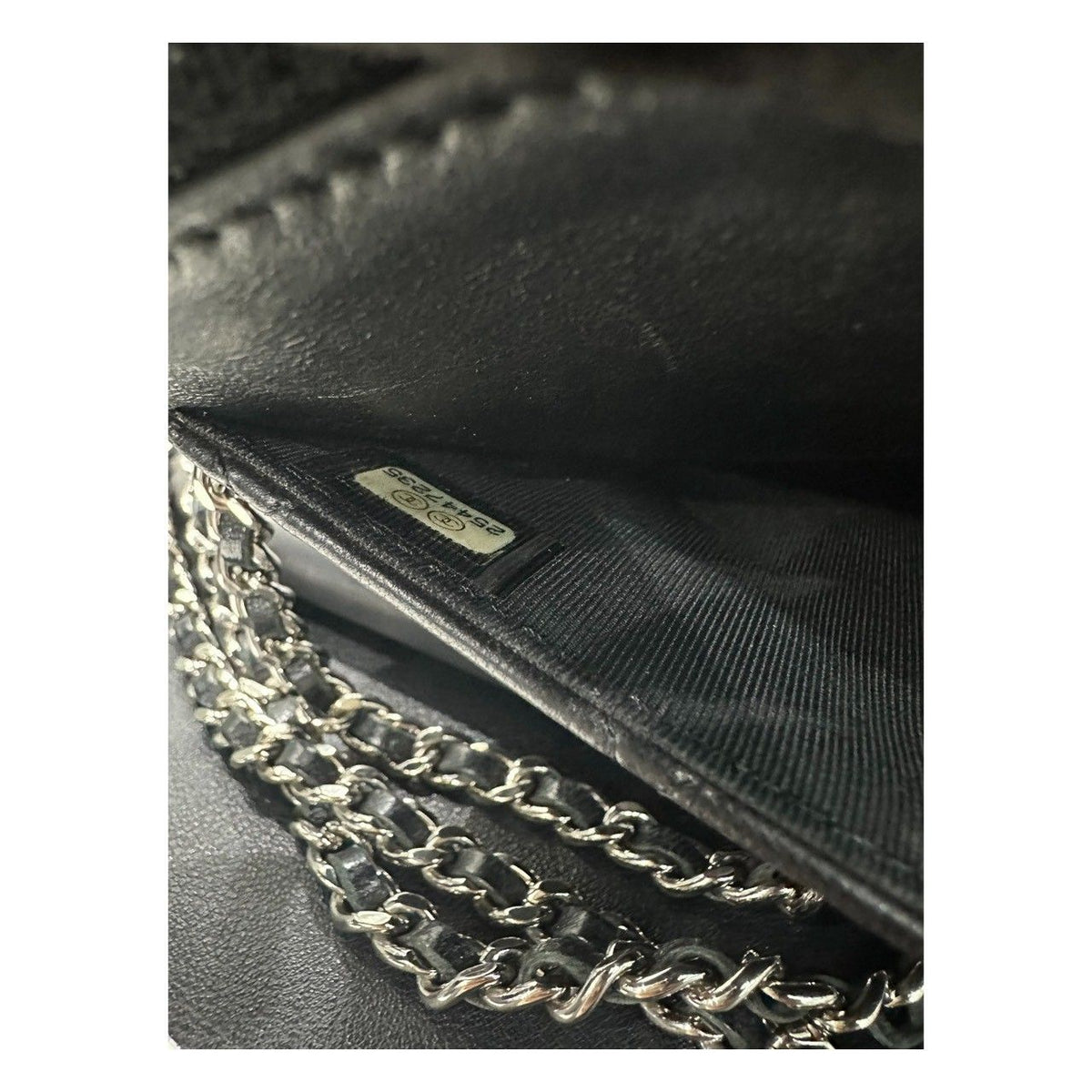 Chanel Lambskin Quilted Black Silver Leather Shoulder Bag — view 8