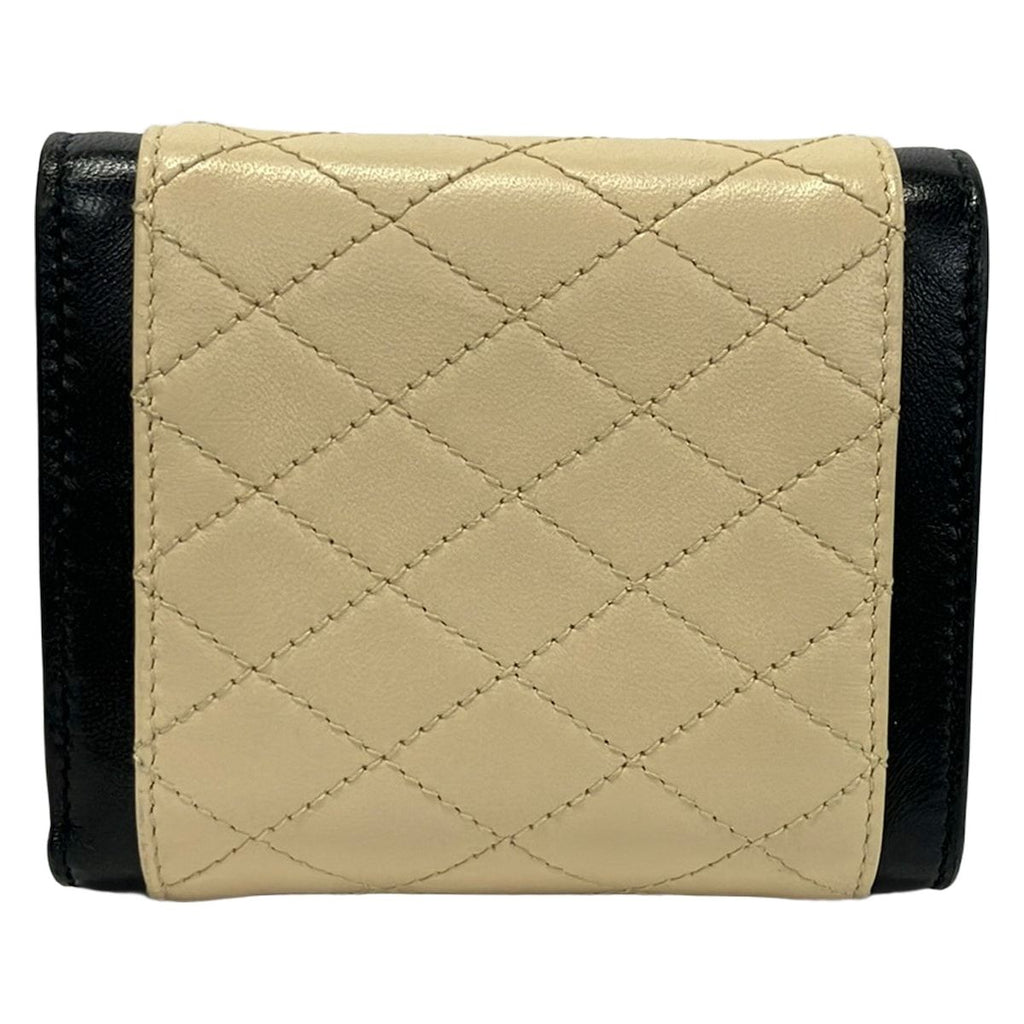 Saint Laurent Paris Trifold Wallet Gaby Multi Fold Ivory Black Quilted Leather — view 2