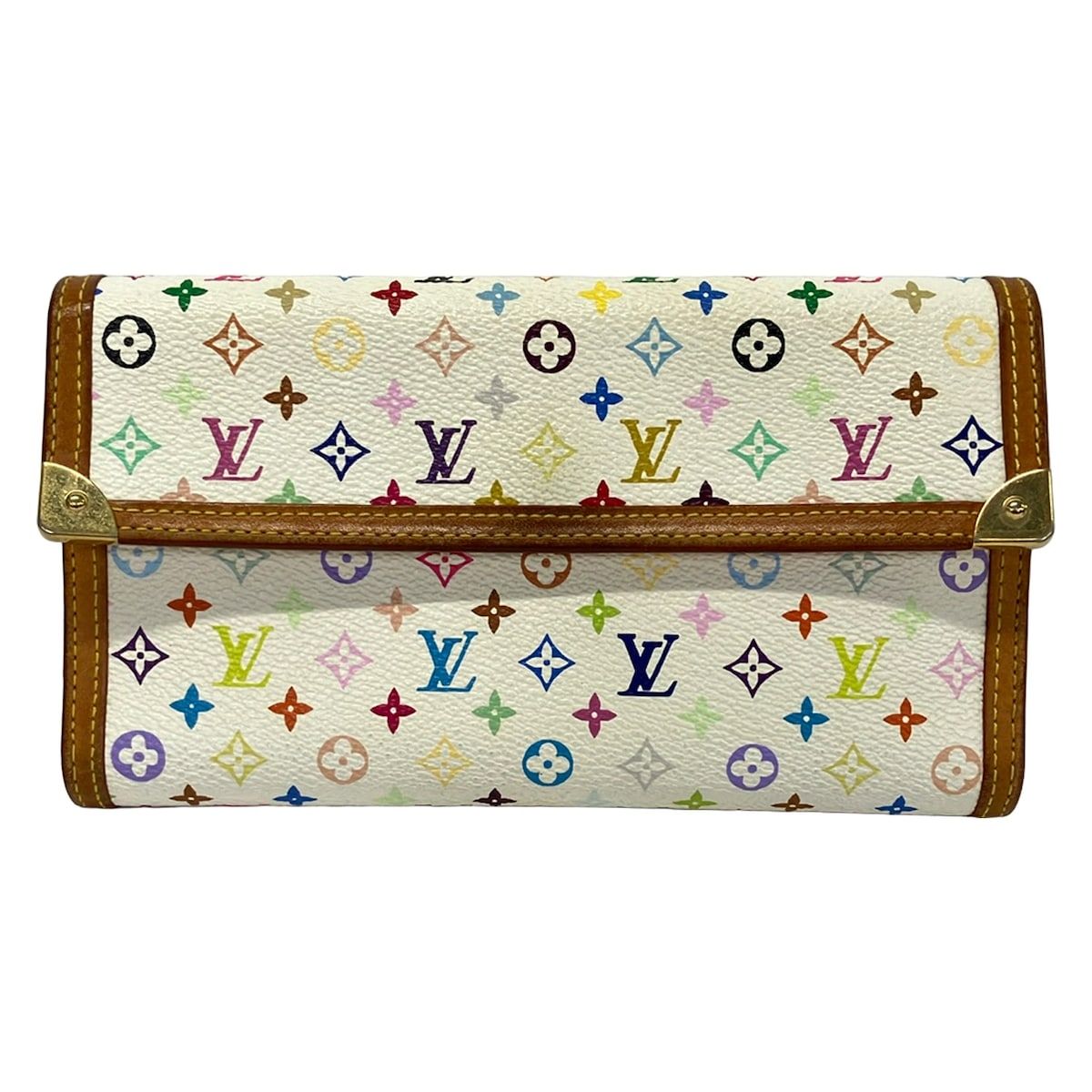 Louis Vuitton Wallet Monogram Multicolor Porte Tresor International Blanc