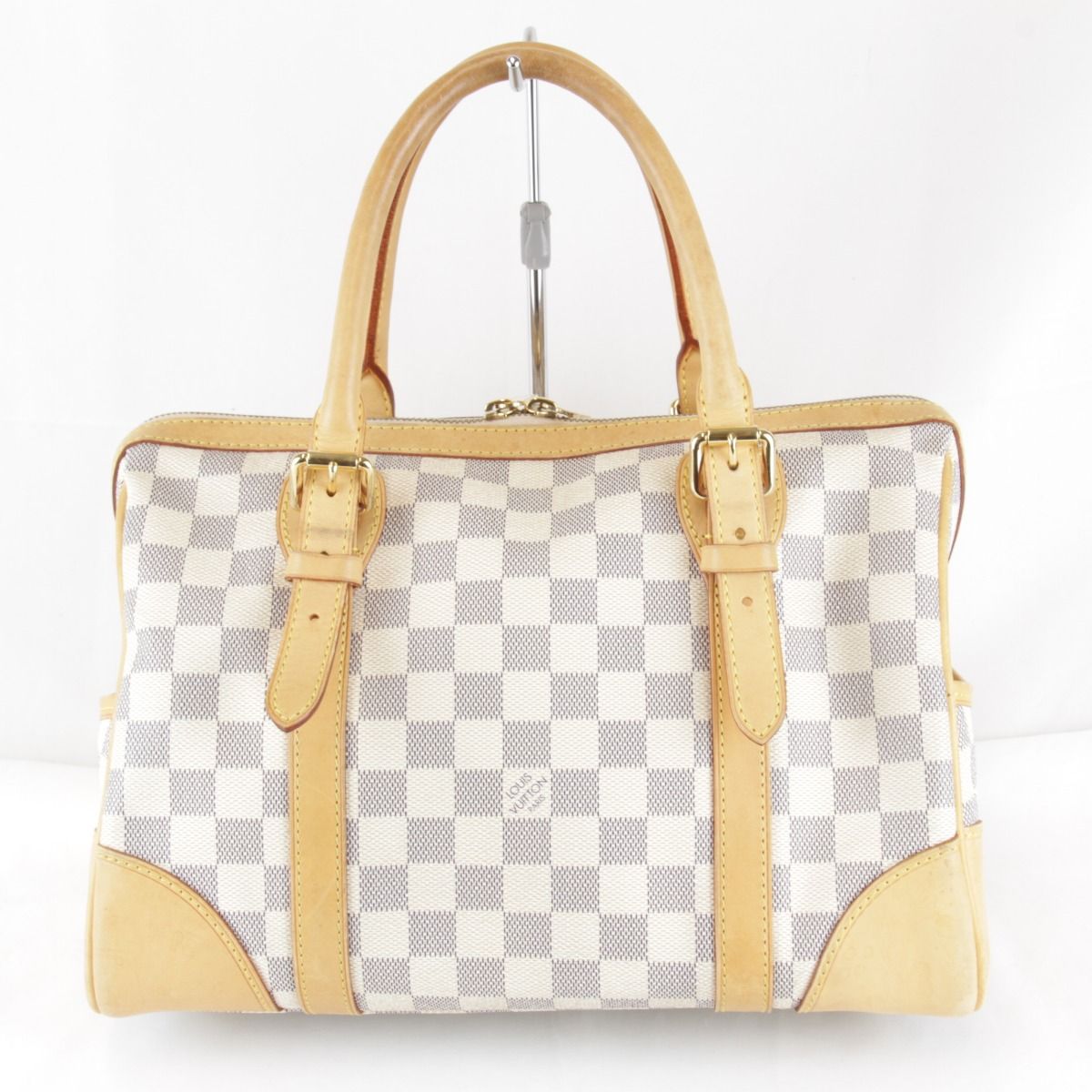 Louis Vuitton Usedlouis Berkeley Handbag Damier Azur Canvas Leather — view 2