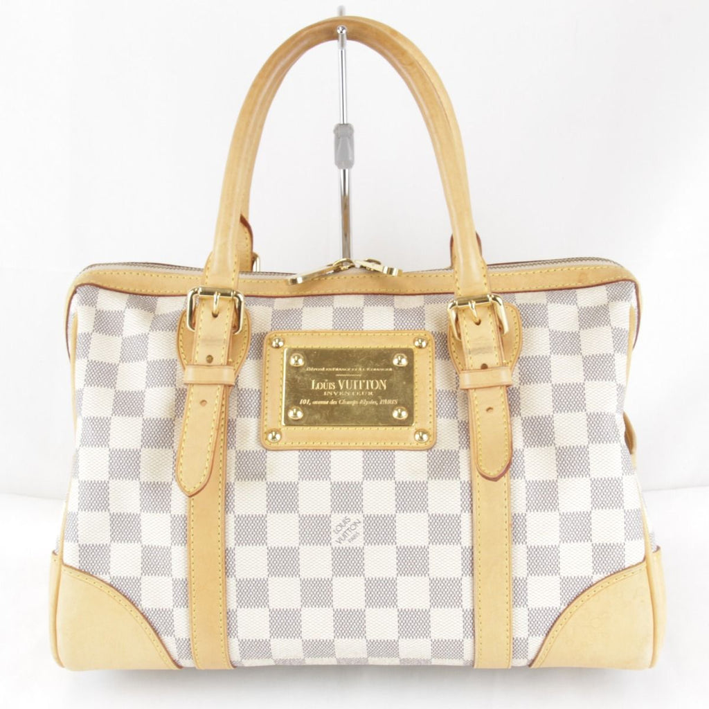 Louis Vuitton Usedlouis Berkeley Handbag Damier Azur Canvas Leather