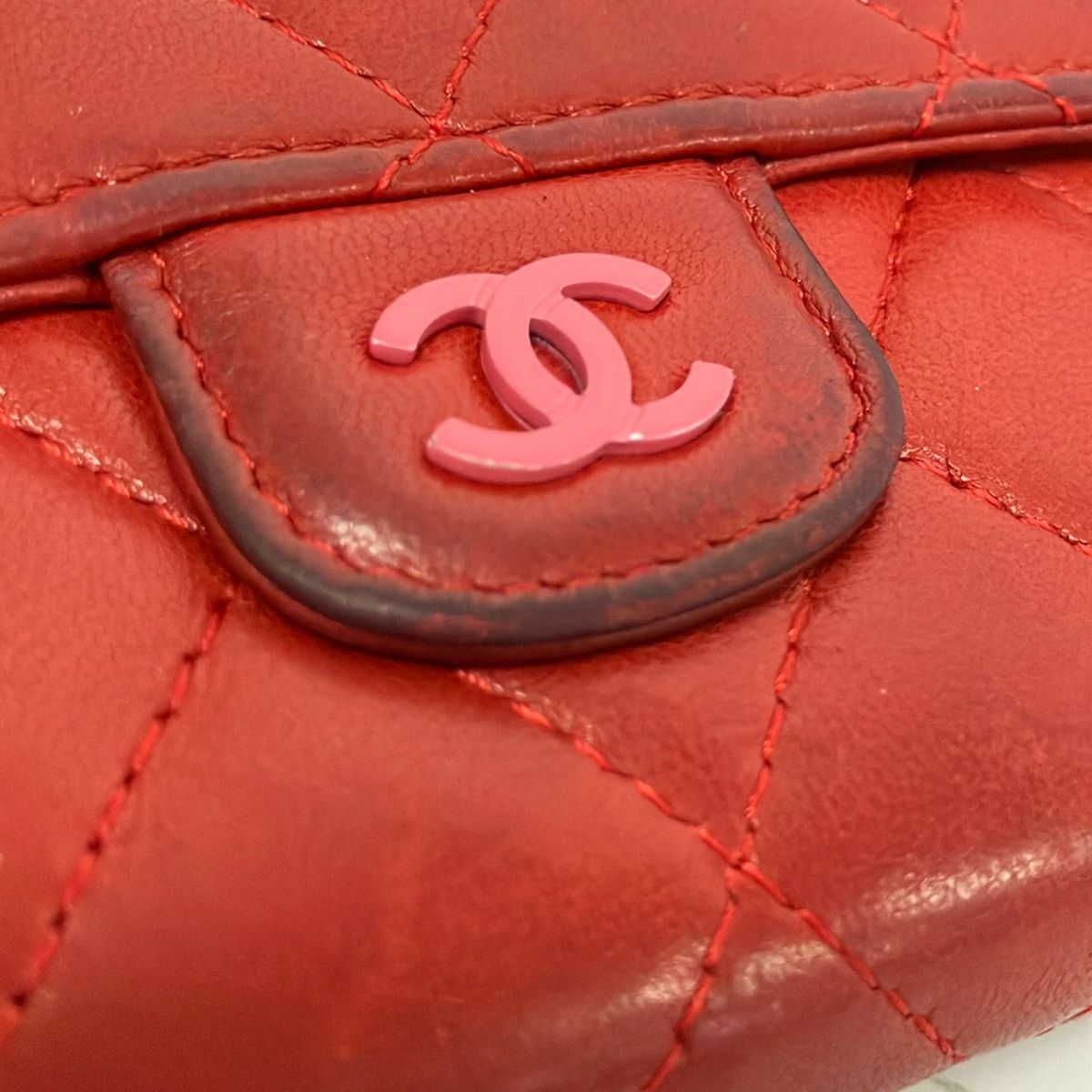 Chanel Coin Purse Quilted Red Lambskin — view 7
