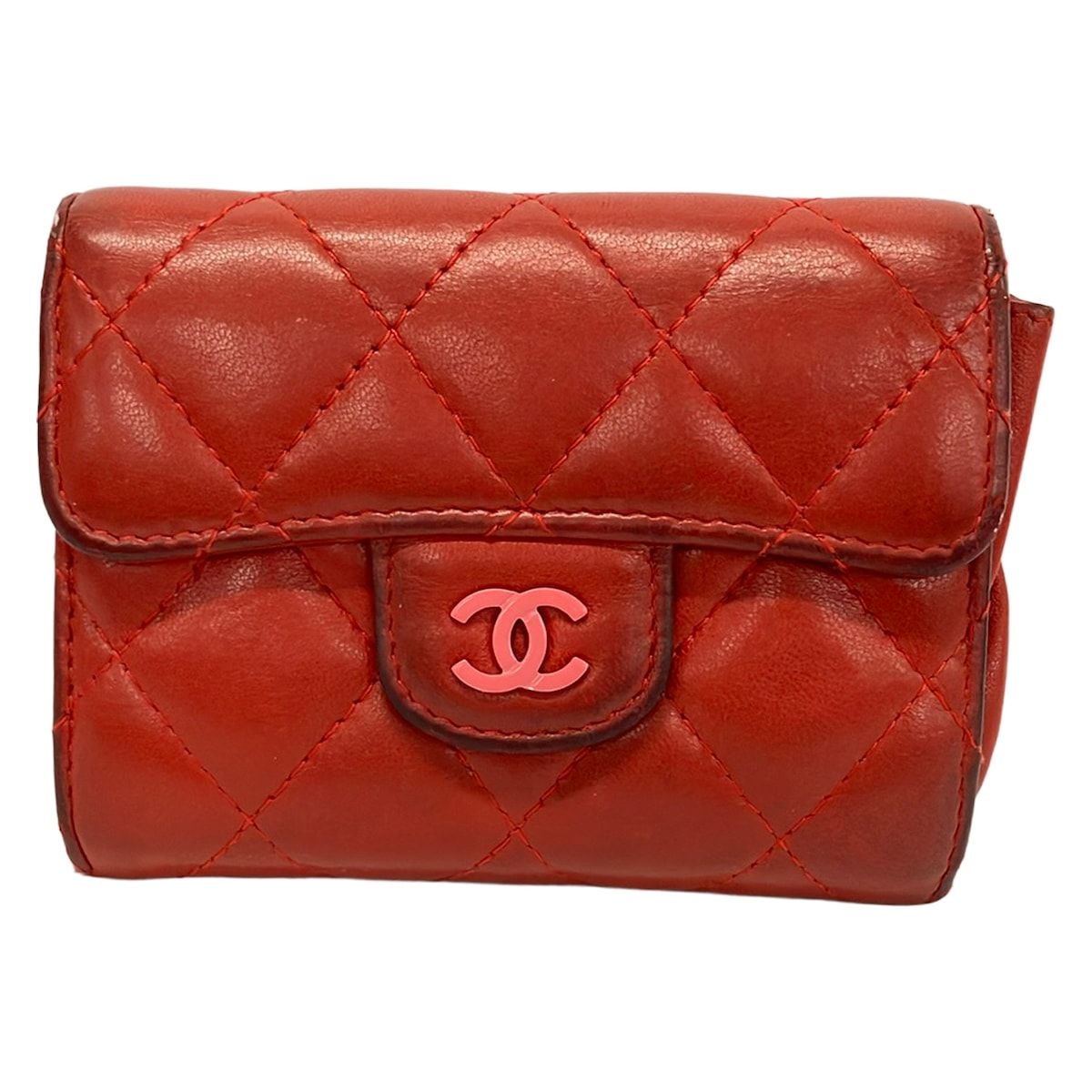 Chanel Coin Purse Quilted Red Lambskin
