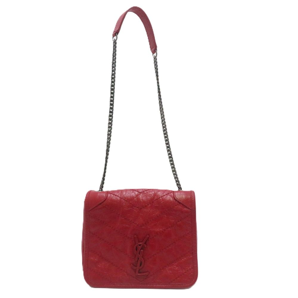 Saint Laurent Niki Chain Shoulder Bag Back Red Leather