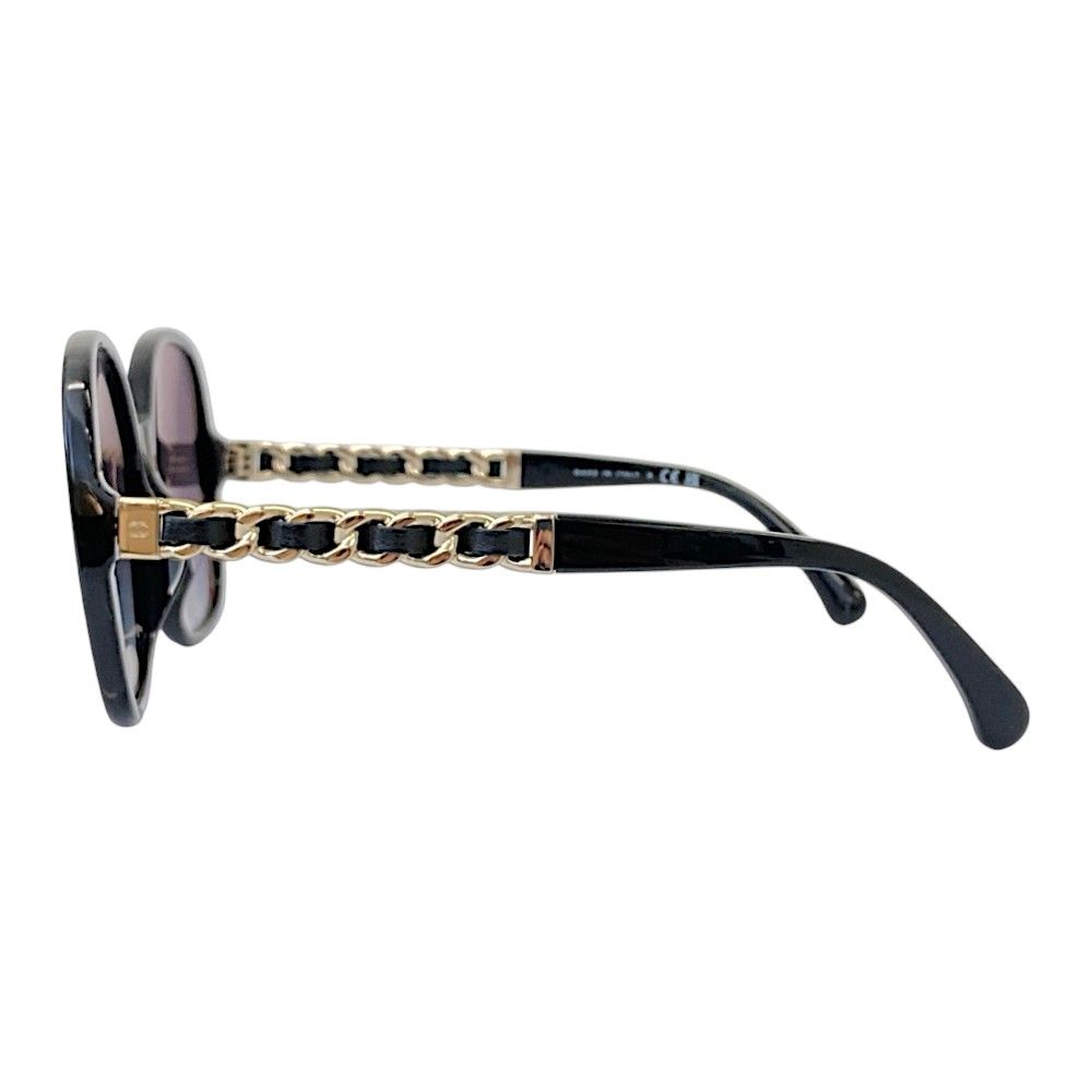 Chanel Chain Motif Temple Sunglasses Black Eyewear — view 6