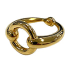 Hermes Horsebit Design Scarf Ring Gold Colored
