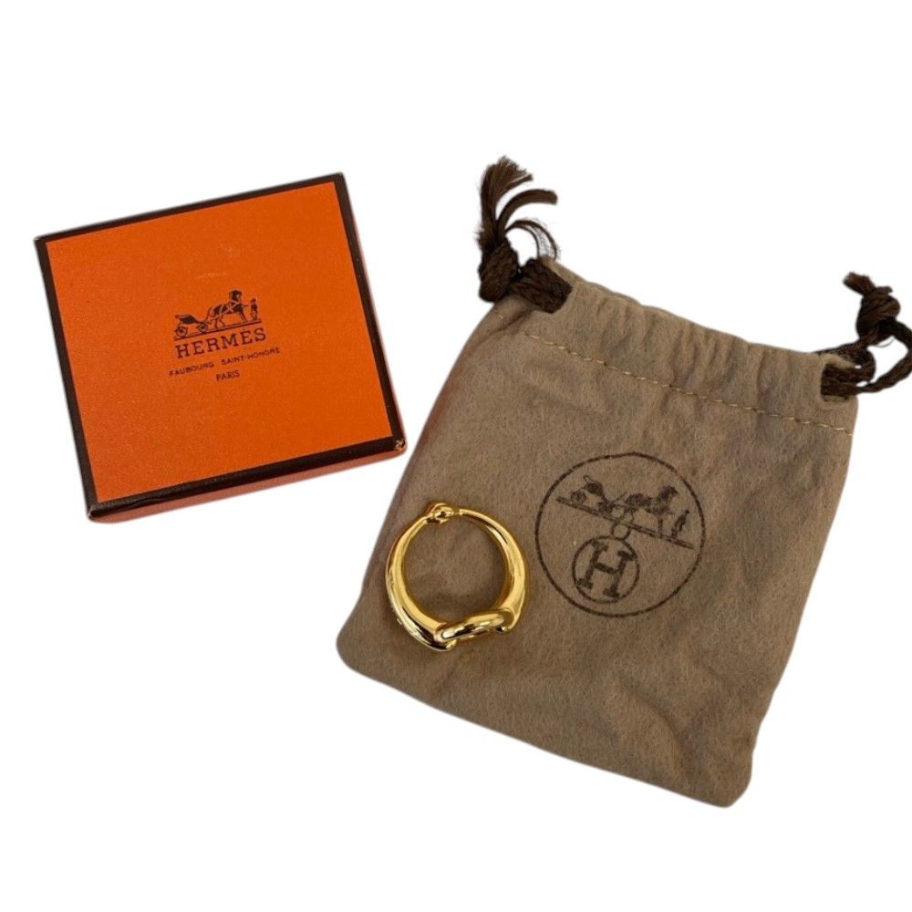 Hermes Horsebit Design Scarf Ring Gold Colored — view 8