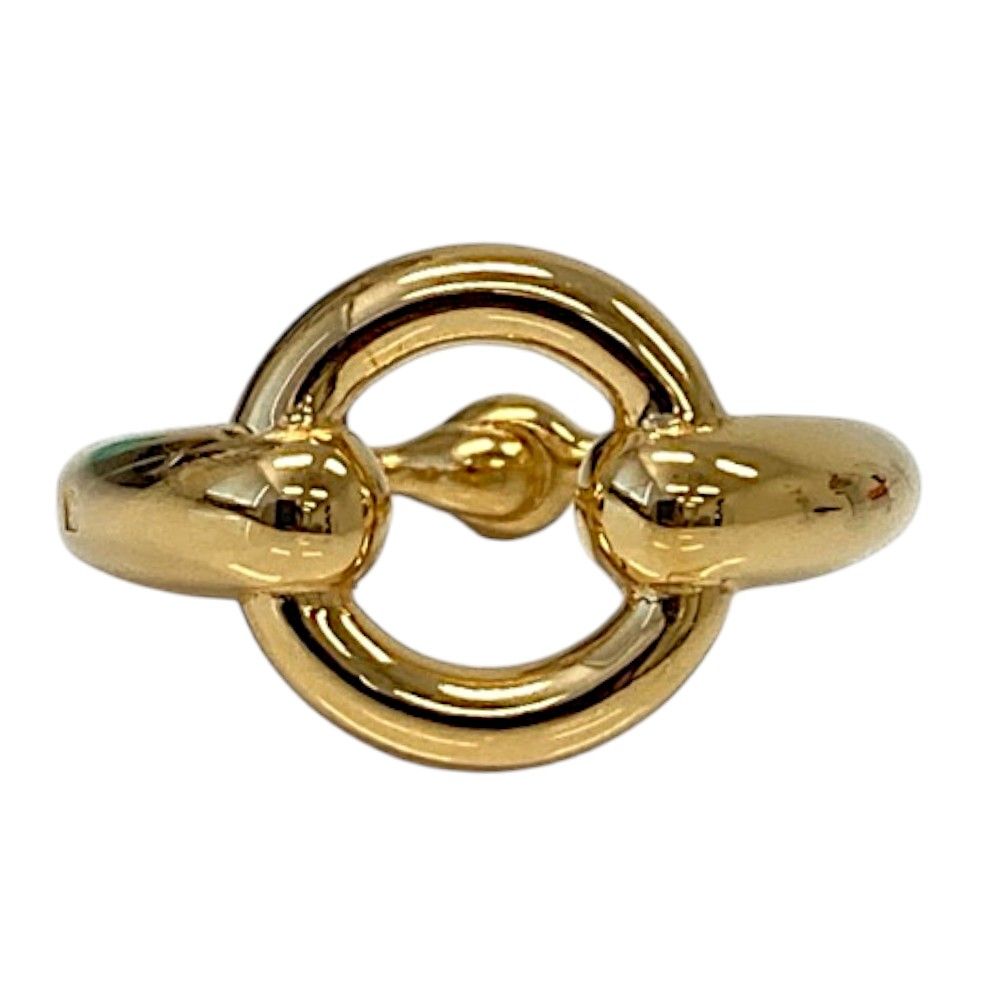 Hermes Horsebit Design Scarf Ring Gold Colored — view 2