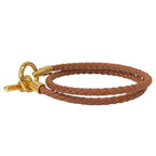 Hermes Glenan Double Tour Leather Bracelet Brown — view 3