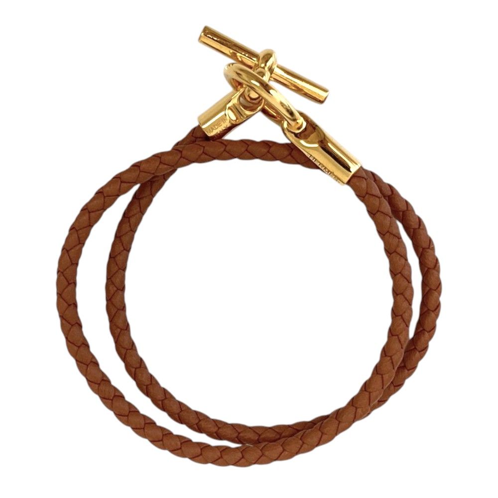 Hermes Glenan Double Tour Leather Bracelet Brown — view 6